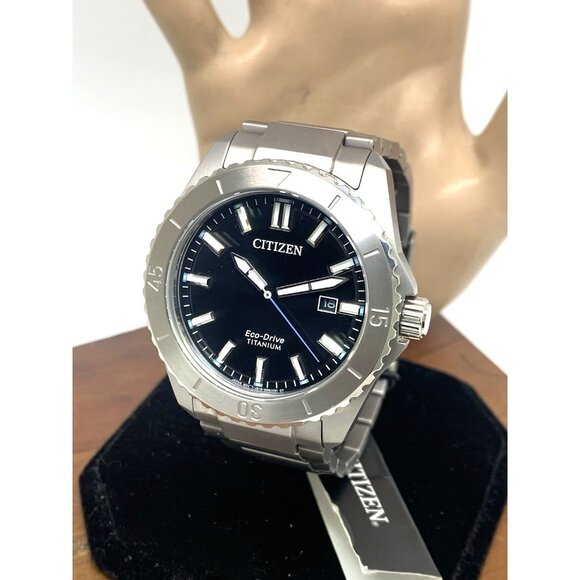 Citizen Men's Watch AW1840-50E Eco Drive Super Titanium Black Dial Date 41mm - Picture 1 of 15